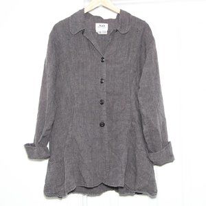 FLAX by Jeanne Engelhart Heather Grey 100% Linen Pocket Jacket Size M